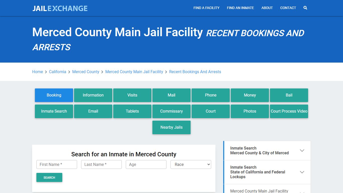 Merced County Main Jail Facility Recent Bookings And Arrests